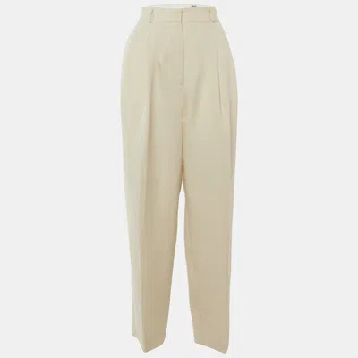 Pre-owned Totême Cream Crepe Pleated Trousers S/waist 31" In White
