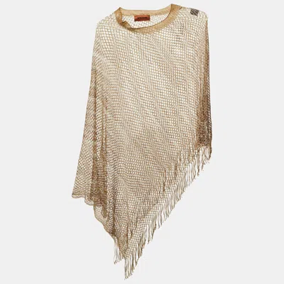 Pre-owned Missoni Beige Lurex Mesh Knit Poncho One Size In Sand