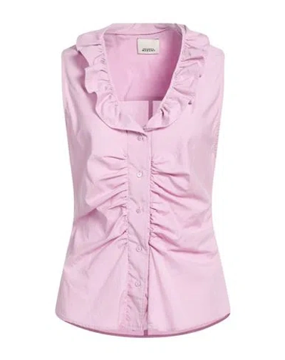 Isabel Marant Woman Shirt Lilac Size 6 Silk, Cotton In Pink