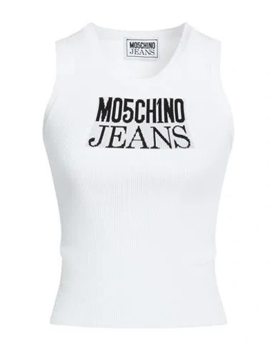 Moschino Jeans Woman T-shirt White Size L Cotton, Polyester In White