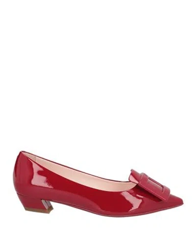 Roger Vivier Woman Pumps Red Size 4.5 Leather In Burgundy
