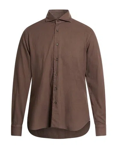 Dandylife By Barba Napoli Man Shirt Chocolate Brown Size 16 Cotton In Brown