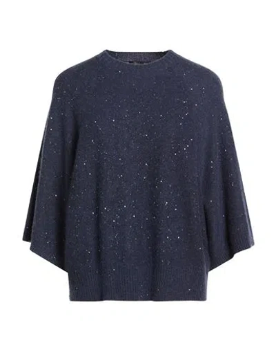 Fabiana Filippi Woman Sweater Slate Blue Size L Virgin Wool, Silk, Cashmere, Alpaca Wool, Polyester In Blue