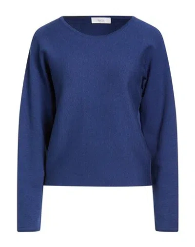 Furore Woman Sweater Blue Size L Silk, Organic Cotton In Blue