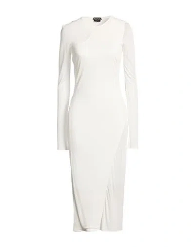 Tom Ford Woman Midi Dress Off White Size 4 Viscose In White