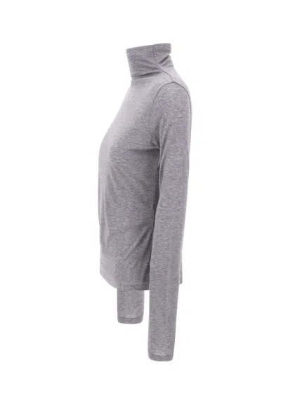 Hugo Boss High-neck Long-sleeve Top In Gray