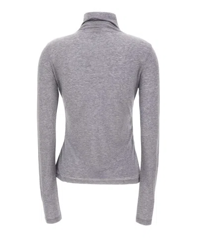 Hugo Boss High-neck Long-sleeve Top In Gray