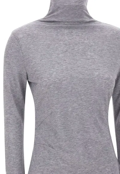 Hugo Boss High-neck Long-sleeve Top In Gray