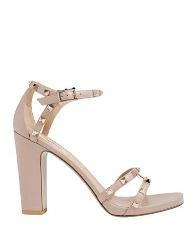 Valentino Garavani Woman Sandals Light Brown Size 11 Leather In Multi