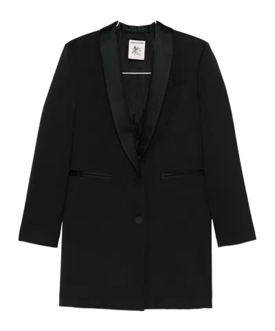 Semicouture Lapel Long-sleeved Suit Jacket In Black
