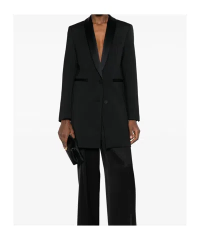 Semicouture Lapel Long-sleeved Suit Jacket In Black