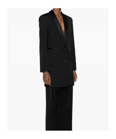 Semicouture Lapel Long-sleeved Suit Jacket In Black