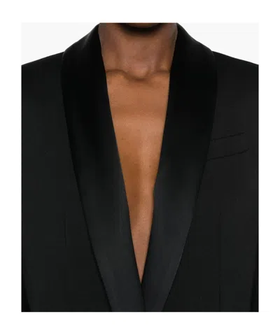 Semicouture Lapel Long-sleeved Suit Jacket In Black