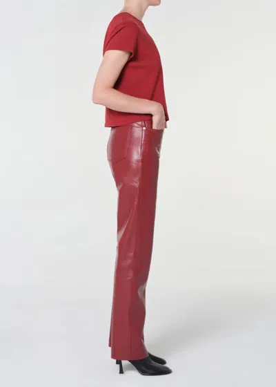 Agolde Leather Blend Straight Leg Pants In Brown
