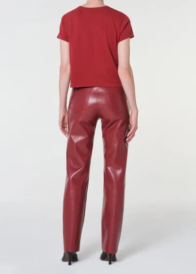 Agolde Leather Blend Straight Leg Pants In Brown