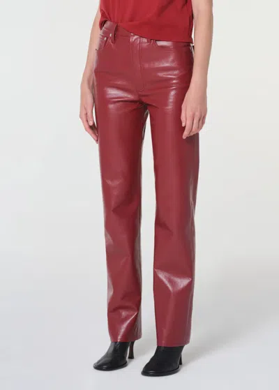Agolde Leather Blend Straight Leg Pants In Brown