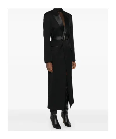 Victoria Beckham Shawl-lapel Slit Coat In Black