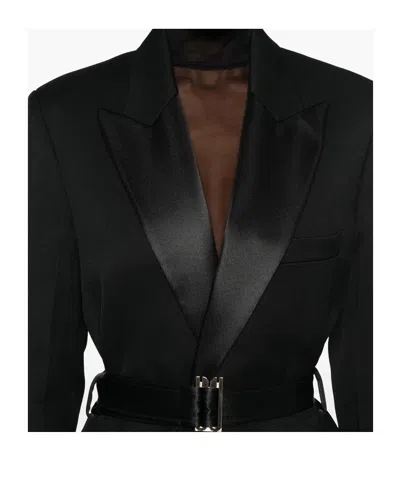 Victoria Beckham Shawl-lapel Slit Coat In Black