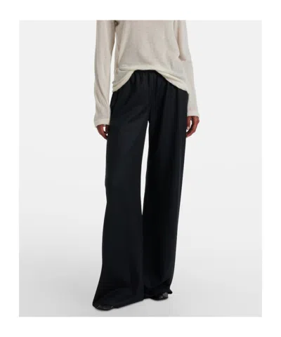 The Row Gala Virgin Wool Flannel Wide-leg Pants In Black
