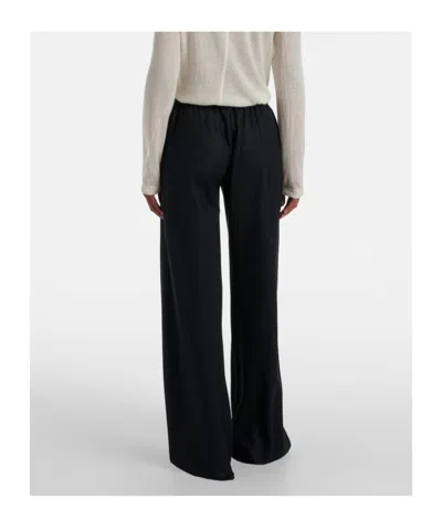 The Row Gala Virgin Wool Flannel Wide-leg Pants In Black