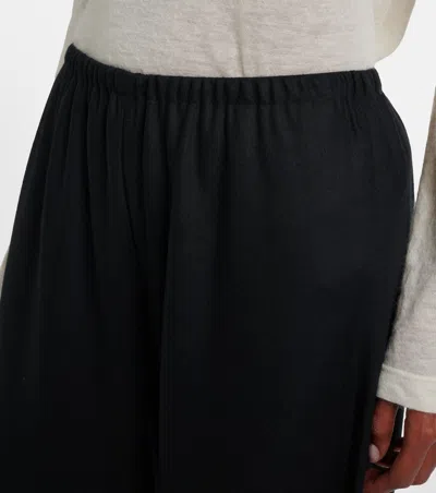 The Row Gala Virgin Wool Flannel Wide-leg Pants In Black