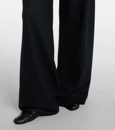 The Row Gala Virgin Wool Flannel Wide-leg Pants In Black