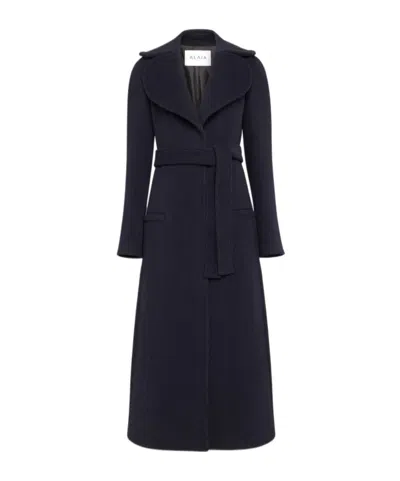 Alaïa Belted Wool Coat In Black