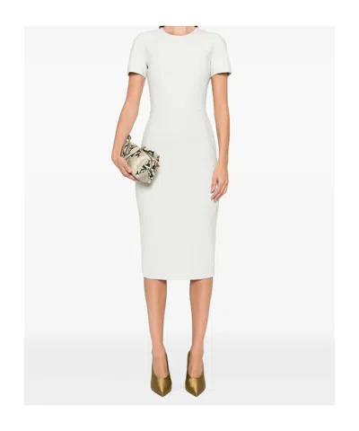 Victoria Beckham Fitted Double Crepe T-shirt Dress In White