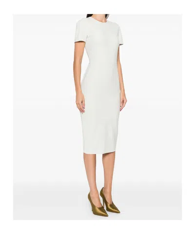 Victoria Beckham Fitted Double Crepe T-shirt Dress In White