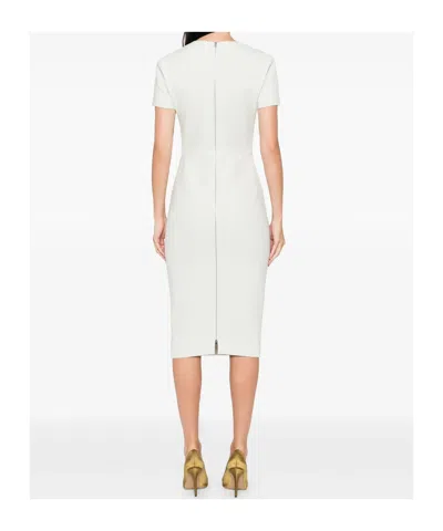 Victoria Beckham Fitted Double Crepe T-shirt Dress In White