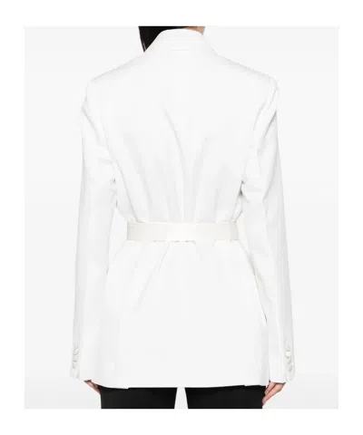 Victoria Beckham Belted Lapel Blazer In White