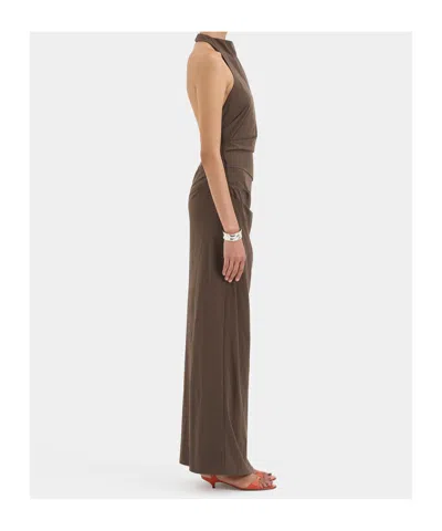 Sir Halterneck Ruched Dress In Brown