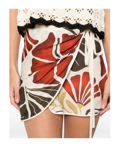 Sir Julietta Floral Print Skirt In Brown