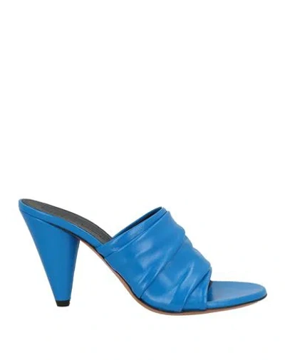 Proenza Schouler Woman Sandals Blue Size 11 Leather In Blue