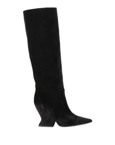 Alberta Ferretti Woman Boot Black Size 8 Textile Fibers In Multi