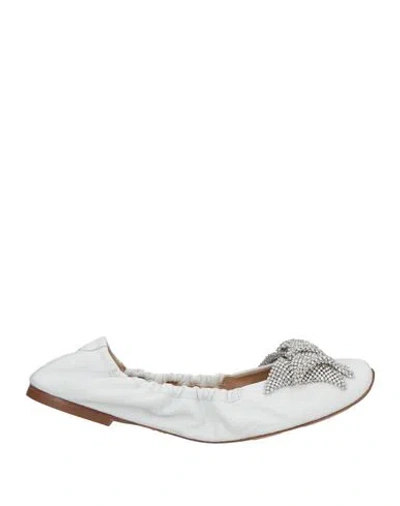 Casadei Woman Ballet Flats White Size 5 Leather In Multi