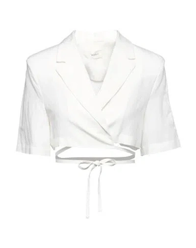 Vicolo Woman Blazer White Size M Viscose, Linen In White