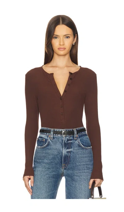 Sndys Henley Bodysuit In Brown