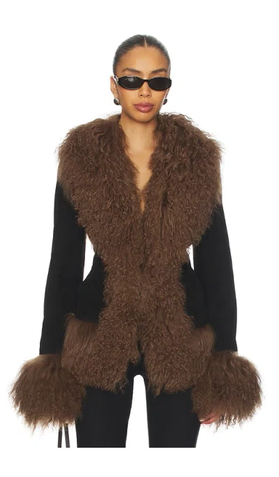 Susanna Chow Dorothy Suede Coat In Brown