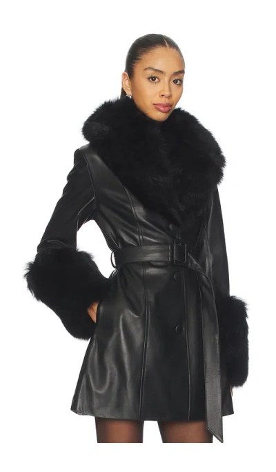 Susanna Chow Roxy Leather Coat In Black