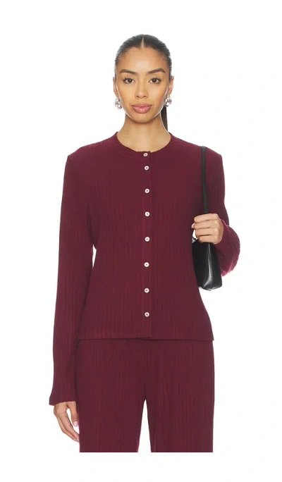 Donni The Sweater Rib Cardi In Burgundy