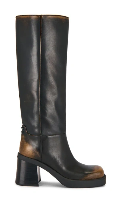 Coach Sculpted C Tall Boot In Loved Leather In Black