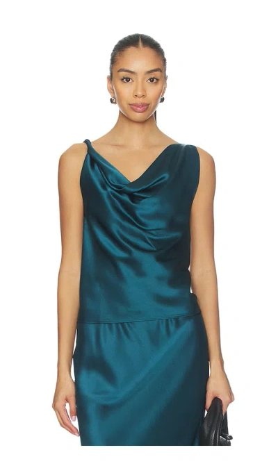 Leset Barb Satin Shell Top In Blue