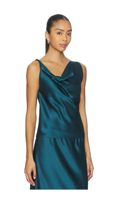 Leset Barb Satin Shell Top In Blue