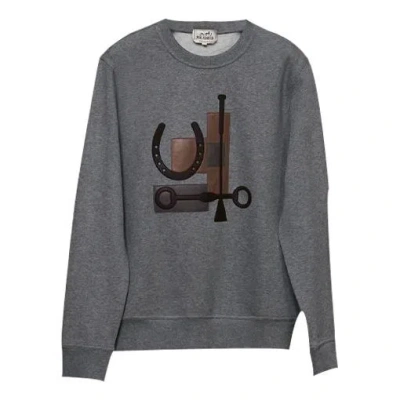 Pre-owned Hermes Her-mes Sports Series Round Neck Gray