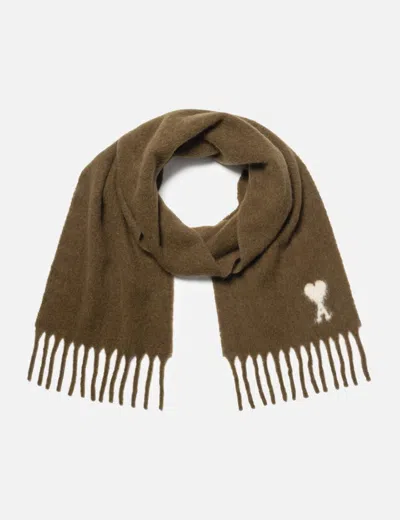 Ami Alexandre Mattiussi Alpaca Ami De Coeur Scarf In Green
