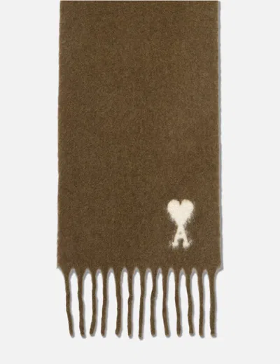 Ami Alexandre Mattiussi Alpaca Ami De Coeur Scarf In Green
