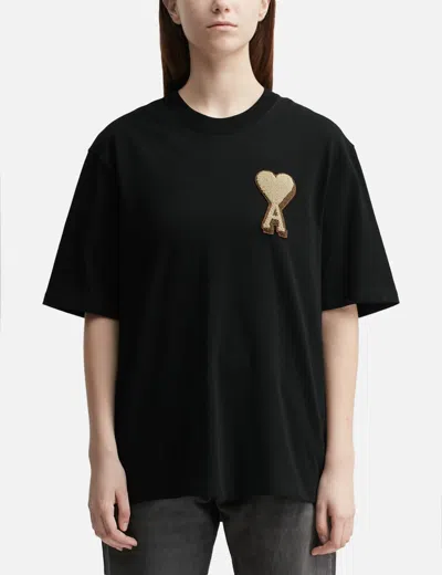 Ami Alexandre Mattiussi Cotton Ami De Coeur T-shirt In Black