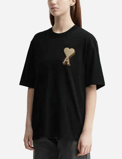 Ami Alexandre Mattiussi Cotton Ami De Coeur T-shirt In Black