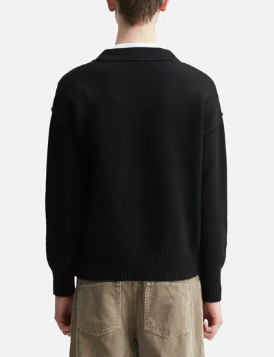 Ami Alexandre Mattiussi Wool Ami De Coeur Cardigan In Black